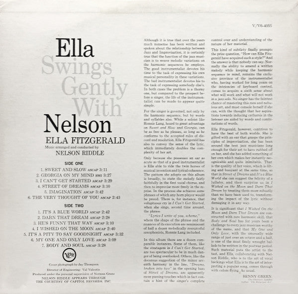 Ella Fitzgerald, Nelson Riddle ~ Ella Swings Gently With Nelson (Vinyl) - Djungel & Jazz