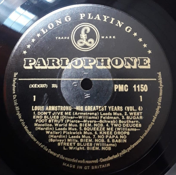 Louis Armstrong ~ His Greatest Years - Volume 4 (Vinyl) - Djungel & Jazz