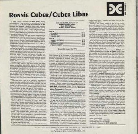 Ronnie Cuber ~ Cuber Libre (Vinyl) - Djungel & Jazz