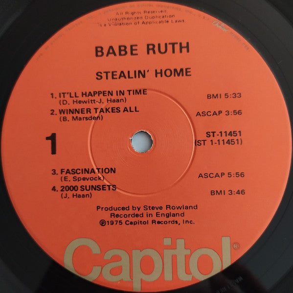 Babe Ruth : Stealin' Home (LP, Album, Win)