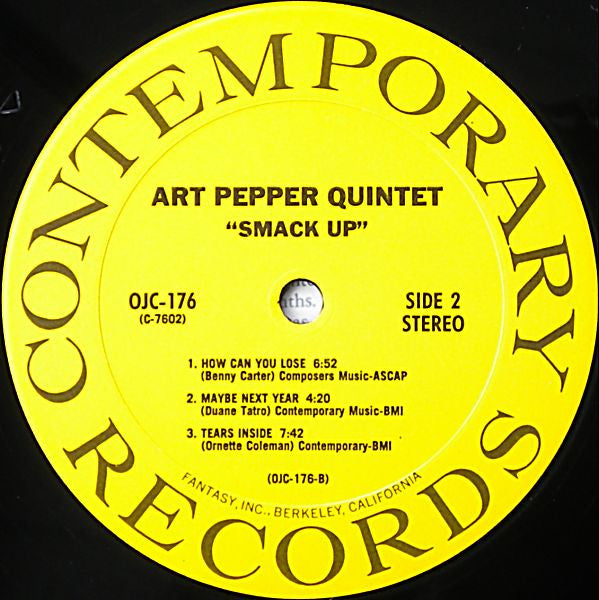 Art Pepper Quintet ~ Smack Up (Vinyl) - Djungel & Jazz