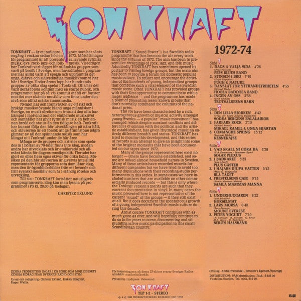 Various ~ Ton Kraft 1972-74 (Levande Musik Från Sverige = Live Music From Sweden) (Vinyl) - Djungel & Jazz