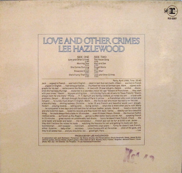 Lee Hazlewood : Love And Other Crimes (LP, Album)