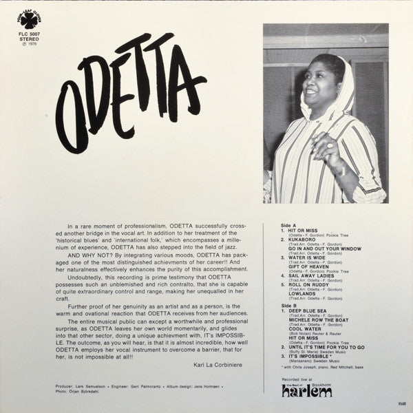 Odetta ~ It's Impossible! - At The Best Of Harlem (Vinyl) - Djungel & Jazz
