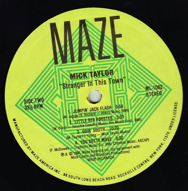 Mick Taylor ~ Stranger In This Town (Vinyl) - Djungel & Jazz