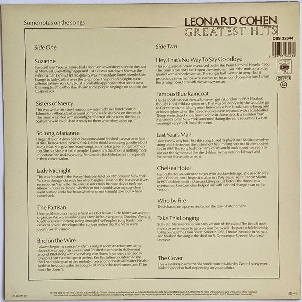 Leonard Cohen ~ Greatest Hits (Vinyl) - Djungel & Jazz