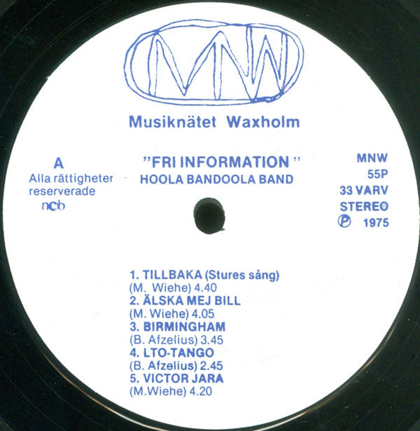 Hoola Bandoola Band ~ Fri Information (Vinyl) - Djungel & Jazz