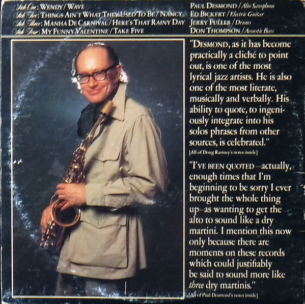 The Paul Desmond Quartet ~ Live (Vinyl) - Djungel & Jazz