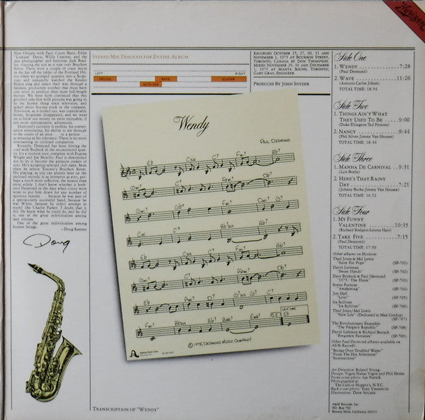 The Paul Desmond Quartet ~ Live (Vinyl) - Djungel & Jazz