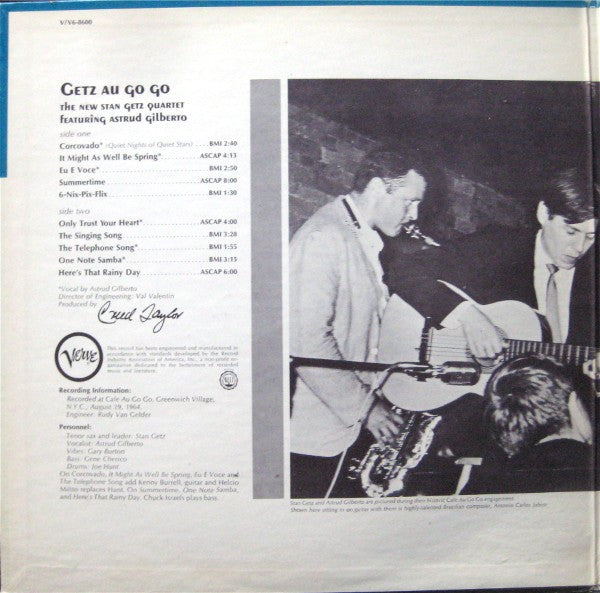 The New Stan Getz Quartet Featuring Astrud Gilberto ~ Getz Au Go Go (Vinyl) - Djungel & Jazz