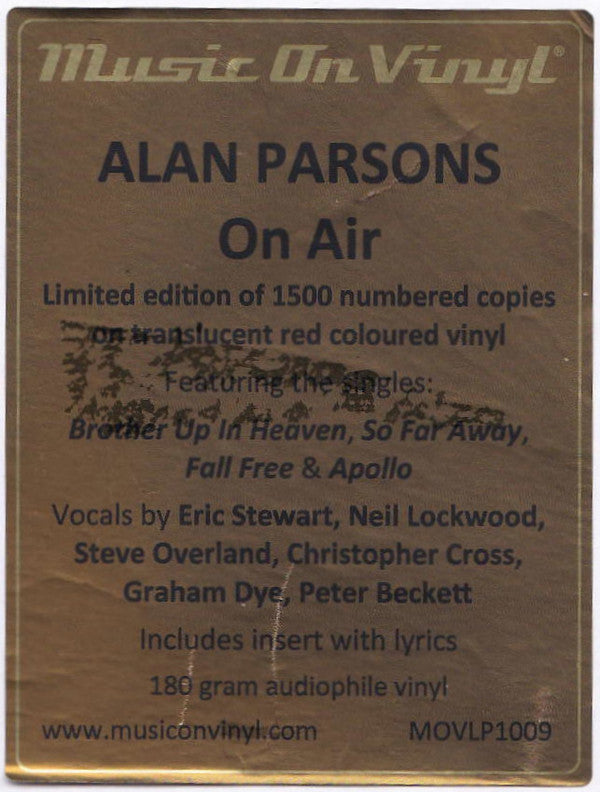 Alan Parsons ~ On Air (Vinyl) - Djungel & Jazz