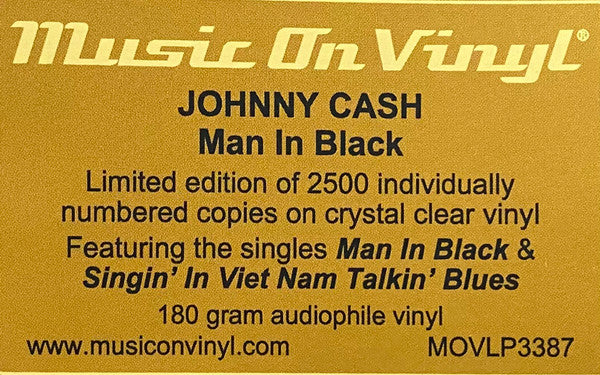 Johnny Cash ~ Man In Black (Vinyl) - Djungel & Jazz