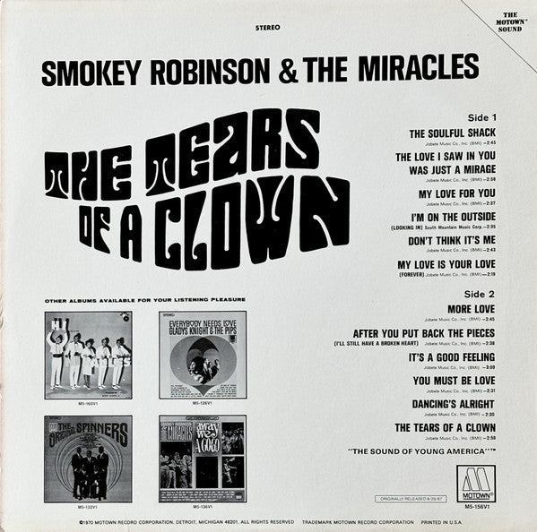 Smokey Robinson & The Miracles ~ The Tears Of A Clown (Vinyl) - Djungel & Jazz