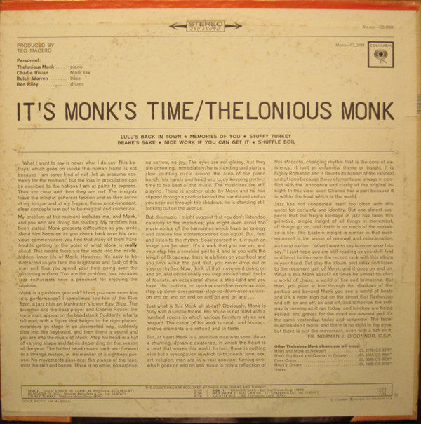 Thelonious Monk ~ It's Monk's Time (Vinyl) - Djungel & Jazz