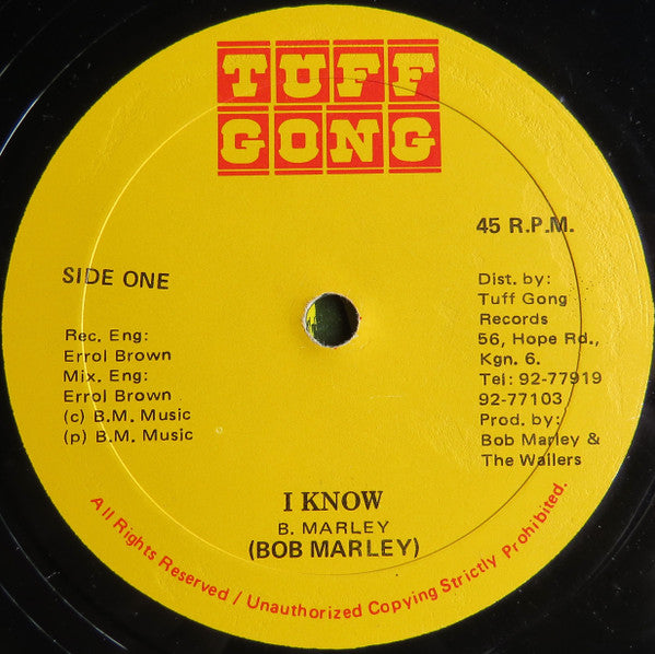 Bob Marley & The Wailers : I Know (12", Single)