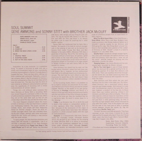 Gene Ammons and Sonny Stitt with Brother Jack McDuff ~ Soul Summit (Vinyl) - Djungel & Jazz