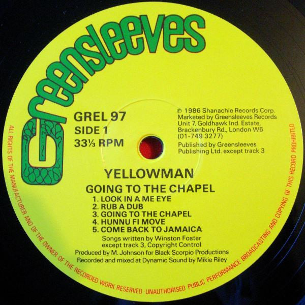 Yellowman ~ Going To The Chapel (Vinyl) - Djungel & Jazz