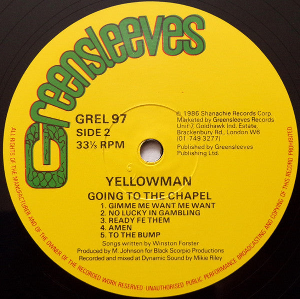 Yellowman ~ Going To The Chapel (Vinyl) - Djungel & Jazz