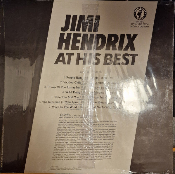 Jimi Hendrix : At His Best (LP, Comp)