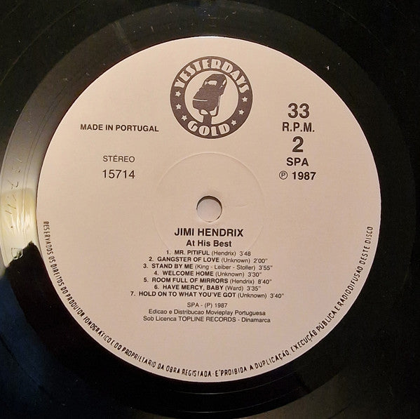 Jimi Hendrix : At His Best (LP, Comp)
