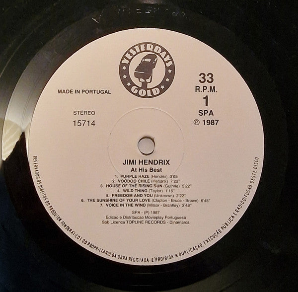 Jimi Hendrix ~ At His Best (Vinyl) - Djungel & Jazz