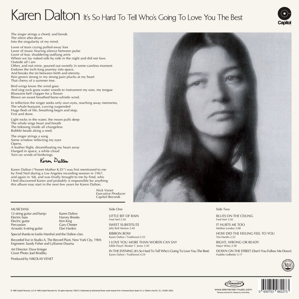 Karen Dalton ~ It's So Hard To Tell Who's Going To Love You The Best (Vinyl) - Djungel & Jazz