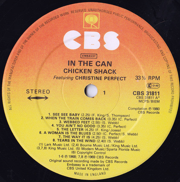 Chicken Shack : In The Can (LP, Comp, Ora)