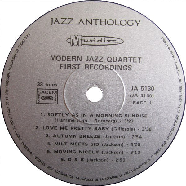 The Modern Jazz Quartet ~ First Recordings 1952 (Vinyl) - Djungel & Jazz