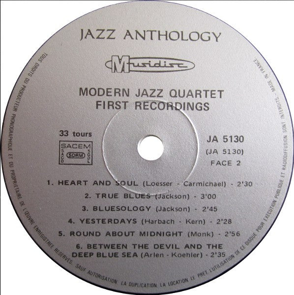 The Modern Jazz Quartet ~ First Recordings 1952 (Vinyl) - Djungel & Jazz