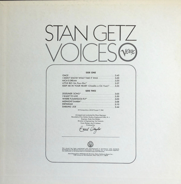 Stan Getz ~ Voices (Vinyl) - Djungel & Jazz