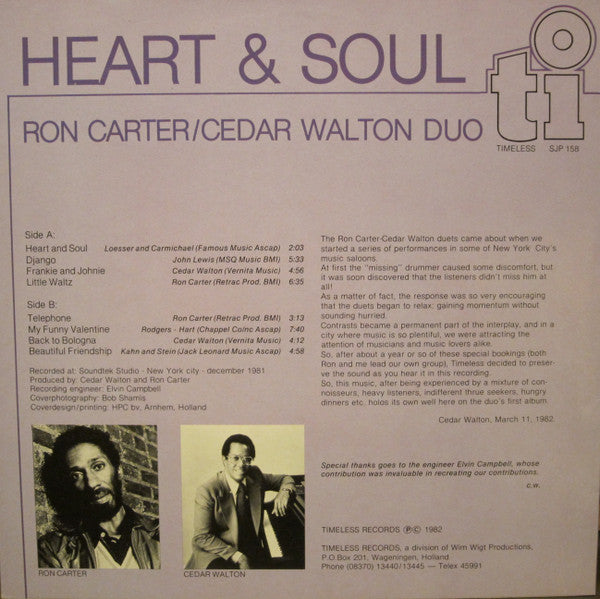 Ron Carter / Cedar Walton Duo ~ Heart & Soul (Vinyl) - Djungel & Jazz