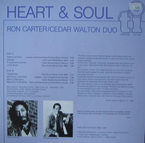 Ron Carter / Cedar Walton Duo ~ Heart & Soul (Vinyl) - Djungel & Jazz