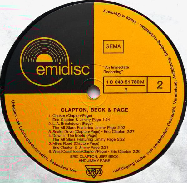 Eric Clapton, Jeff Beck & Jimmy Page ~ Clapton, Beck & Page (Vinyl) - Djungel & Jazz