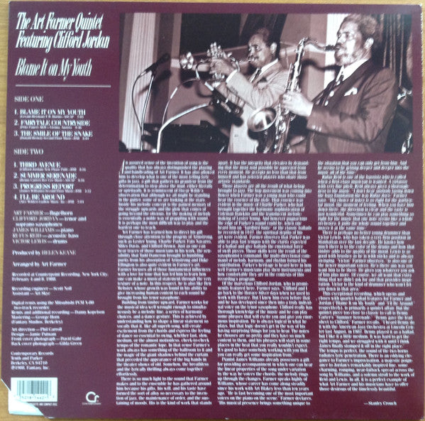 The Art Farmer Quintet ~ Blame It On My Youth (Vinyl) - Djungel & Jazz