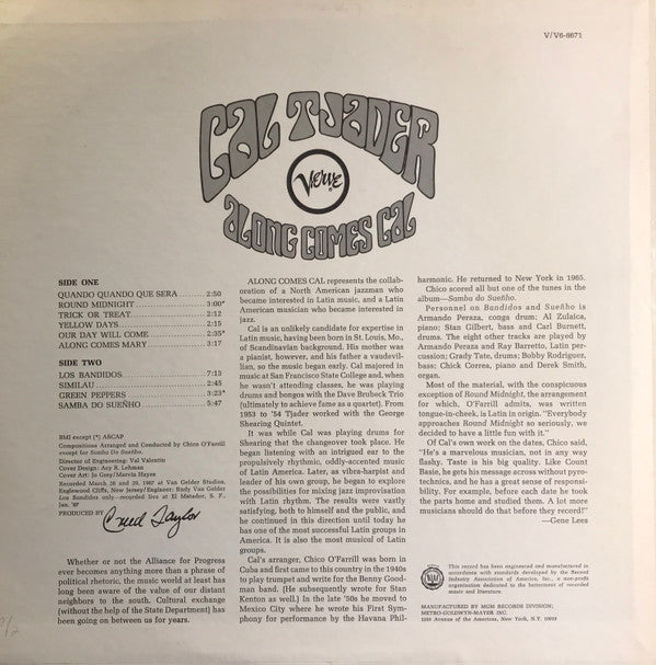 Cal Tjader ~ Along Comes Cal (Vinyl) - Djungel & Jazz