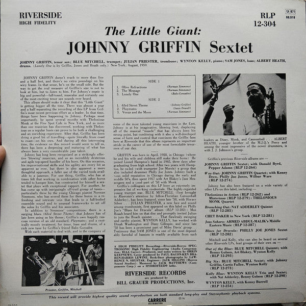 Johnny Griffin ~ The Little Giant (Vinyl) - Djungel & Jazz