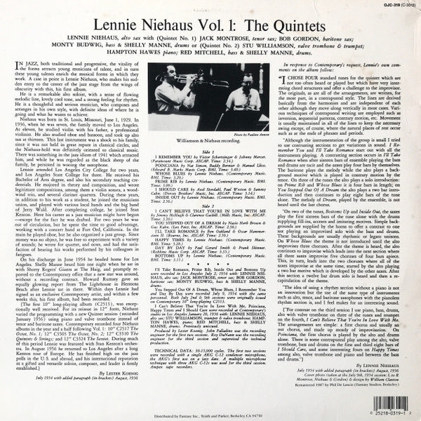 Lennie Niehaus ~ Vol.1 'The Quintets' (Vinyl) - Djungel & Jazz