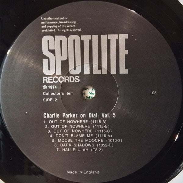 Charlie Parker : Charlie Parker On Dial Volume 5 (LP, Comp)