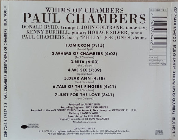 Paul Chambers Sextet ~ Whims Of Chambers (Vinyl) - Djungel & Jazz