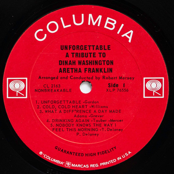 Aretha Franklin ~ Unforgettable - A Tribute To Dinah Washington (Vinyl) - Djungel & Jazz