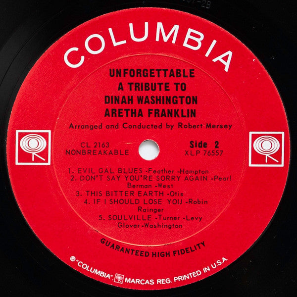 Aretha Franklin ~ Unforgettable - A Tribute To Dinah Washington (Vinyl) - Djungel & Jazz