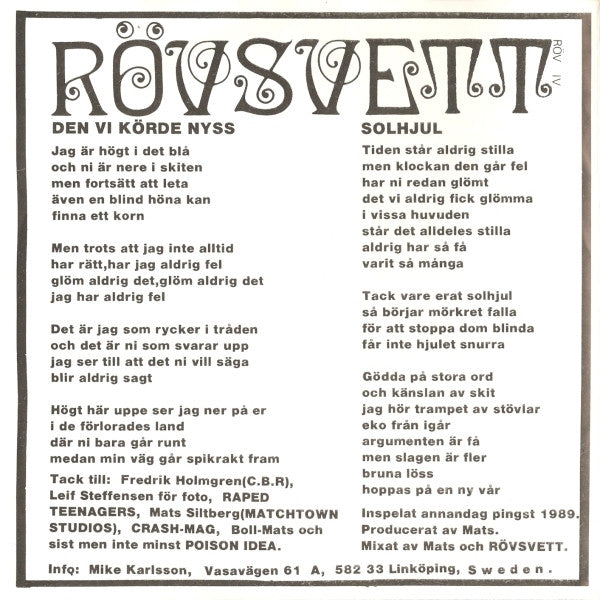 Rövsvett / Raped Teenagers ~ Rövsvett / Raped Teenagers (Vinyl) - Djungel & Jazz