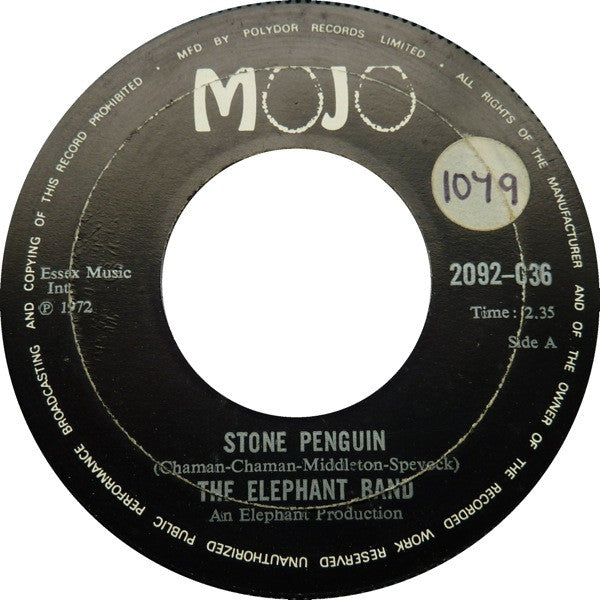 The Elephant Band ~ Stone Penguin / Groovin' At The Apollo (Vinyl) - Djungel & Jazz