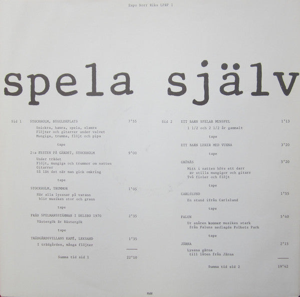 Various ~ Spela Själv (Vinyl) - Djungel & Jazz