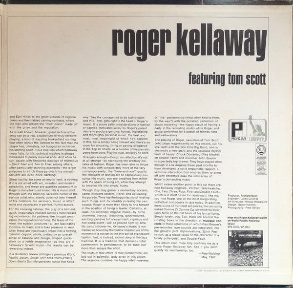 Roger Kellaway Featuring Tom Scott ~ Spirit Feel (Vinyl) - Djungel & Jazz