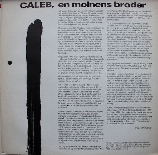Olov Franzén ~ Caleb En Molnens Broder (Vinyl) - Djungel & Jazz