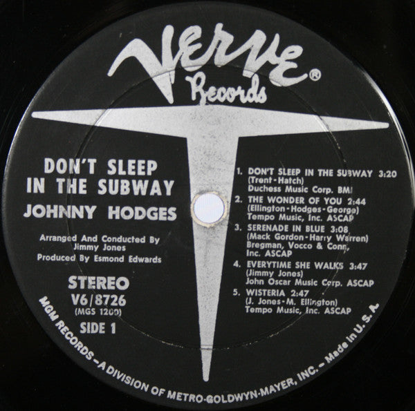 Johnny Hodges ~ Don't Sleep In The Subway (Vinyl) - Djungel & Jazz