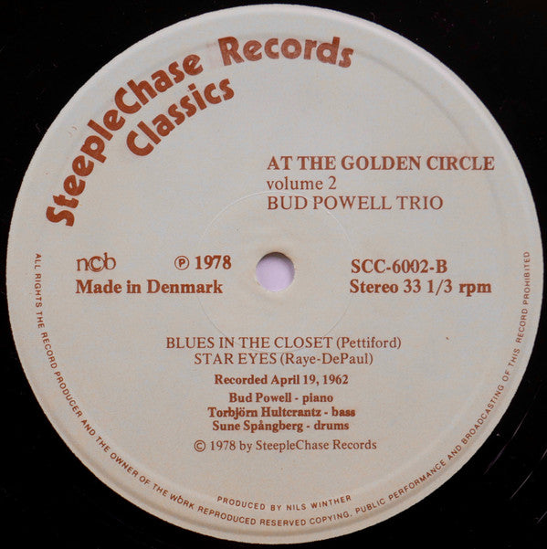 Bud Powell Trio ~ At The Golden Circle Volume 2 (Vinyl) - Djungel & Jazz