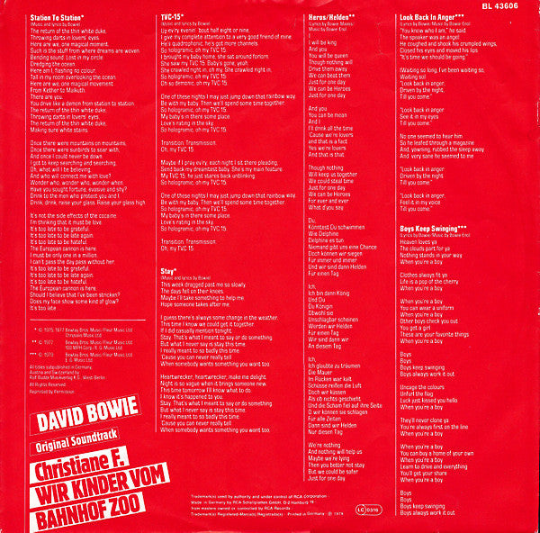 David Bowie ~ Christiane F. Wir Kinder Vom Bahnhof Zoo (Original Soundtrack) (Vinyl) - Djungel & Jazz