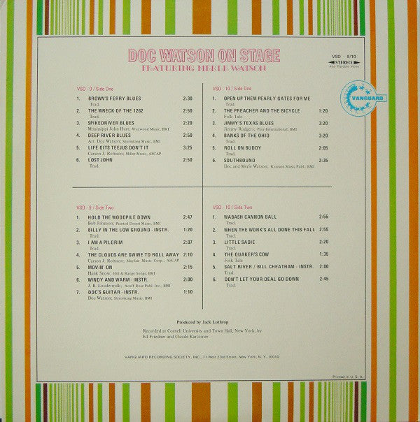 Doc Watson Featuring Merle Watson ~ Doc Watson On Stage (Vinyl) - Djungel & Jazz